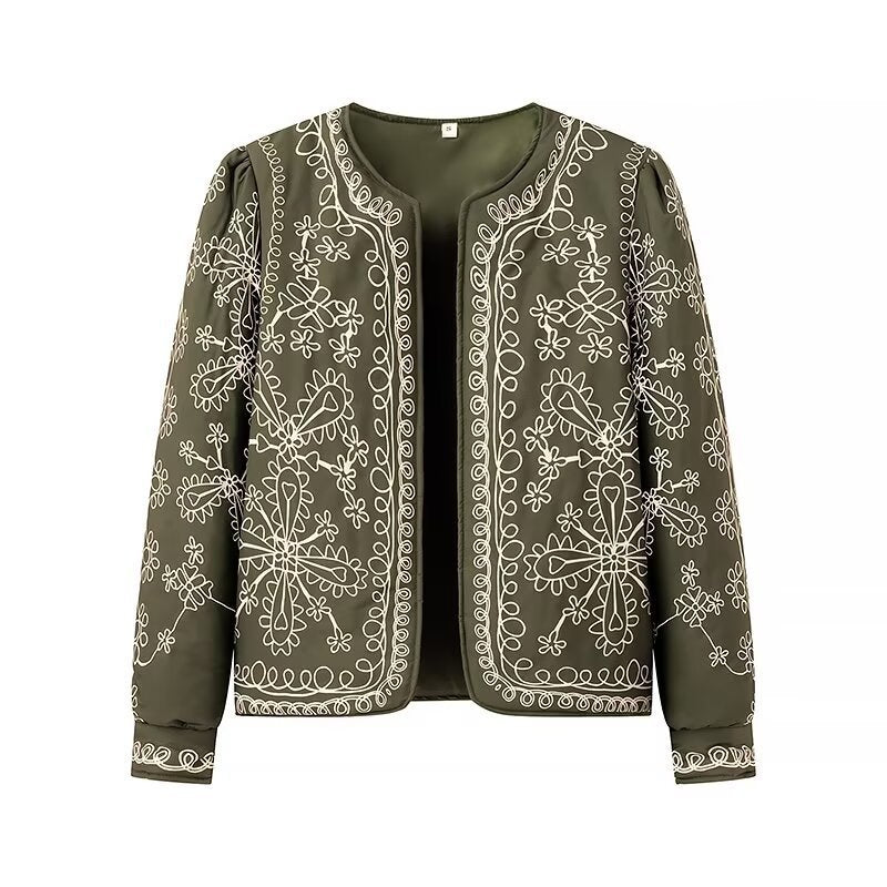 Damen Offene Blazerjacke mit floralem Allover-Print, Rundhalsausschnitt und femininer Passform Echo Archiv
