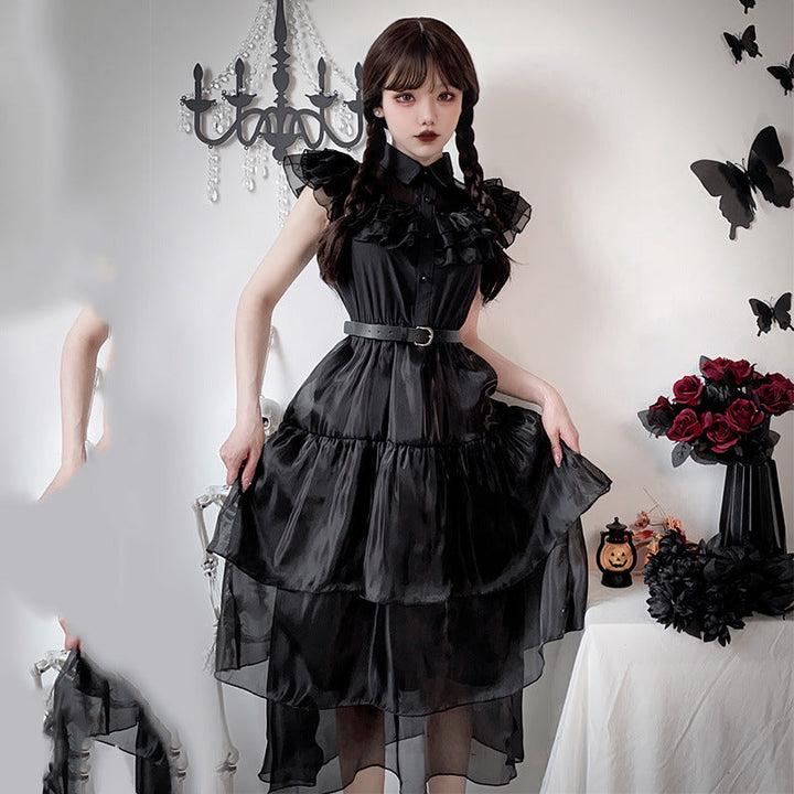 Damen Elegantes Maxi-Kleid mit voluminösen Rüschen und Taillengürtel Echo Archiv