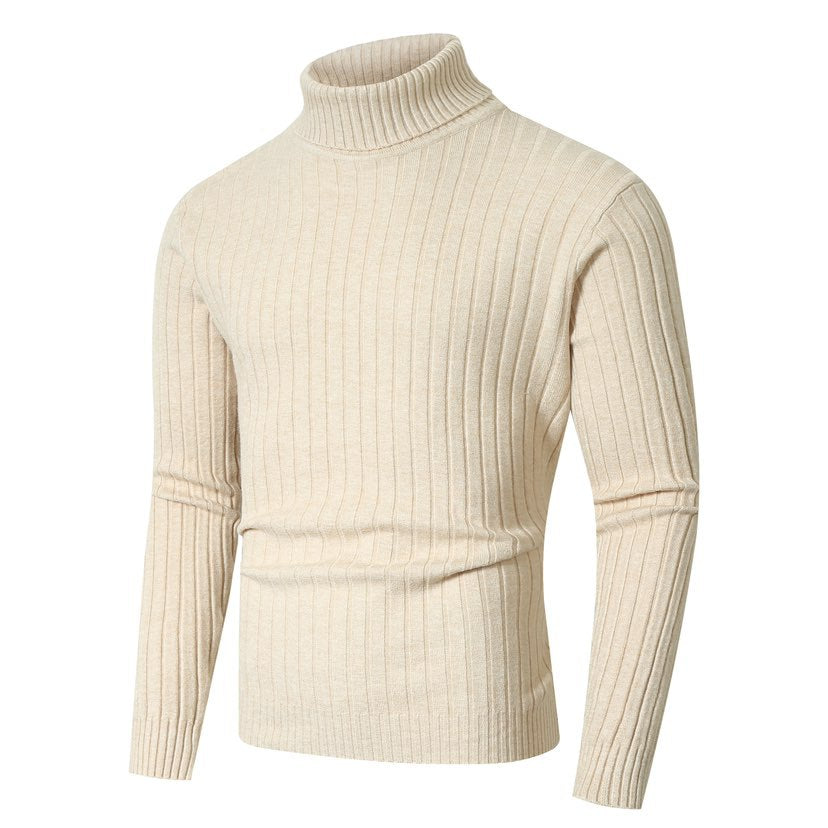 Herren Figurbetonter Rippenstrick‑Rollkragenpullover mit Stretch‑Feinstrick Echo Archiv
