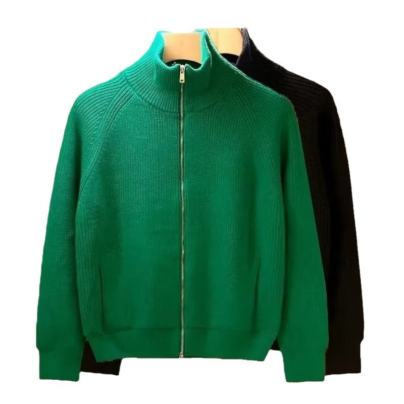 Herren hochwertige Strickjacke mit hohem Kragen und praktischen Reißverschluss Echoarchiv