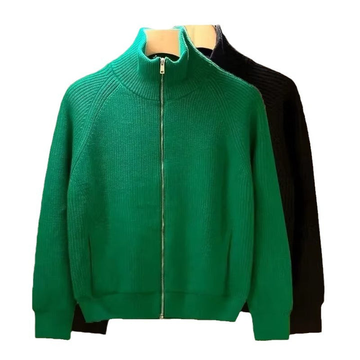 Herren hochwertige Strickjacke mit hohem Kragen und praktischen Reißverschluss Echoarchiv
