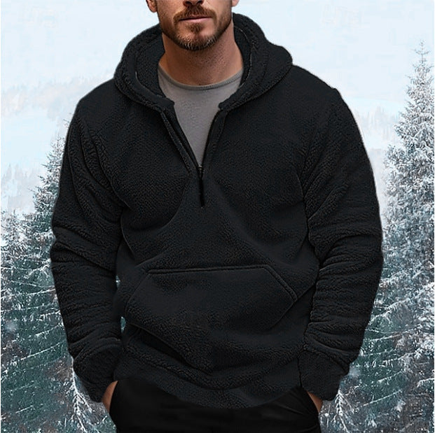 Herren Kuscheliger Fleece-Hoodie mit halblangem Reißverschluss Echoarchiv