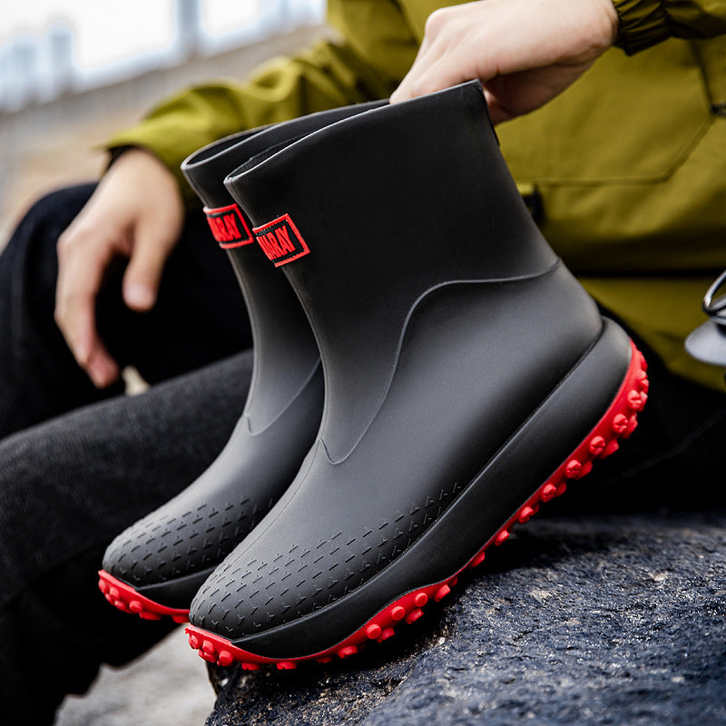 Unisex Wasserdichte Kurz-Gummistiefel mit rutschfester Noppenlaufsohle und wärmeisolierender Innensohle Echoarhiv
