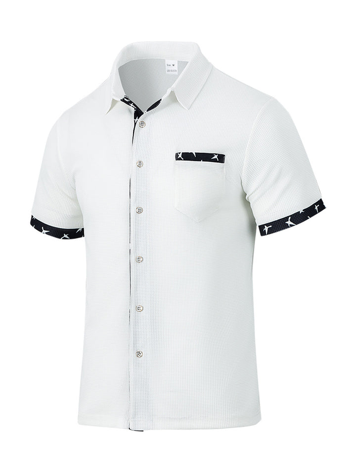 Herren Kurzarmhemd mit strukturiertem Design und Kontrastdetails Echoarchiv