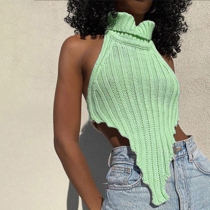 Damen cropped Stricktop mit hohem Kragen Echo Archiv