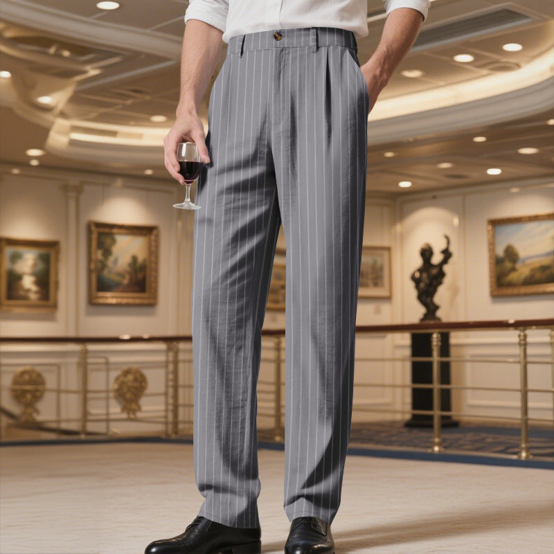 Herren elegante Anzughose mit feinem Nadelstreifen und bequemer Passform Echoarchiv