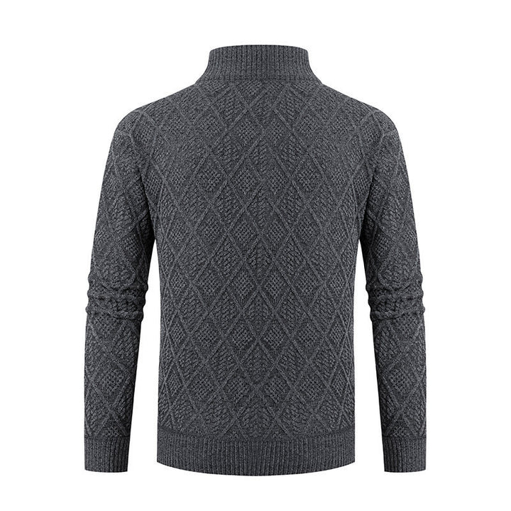 Herren Strickzipjacke mit Diamantjacquard, Stehkragen und Zweiwege-Reißverschluss Echo Archiv
