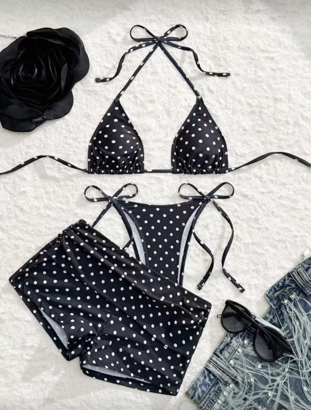 Damen Bikini-Set mit verspieltem Punkte-Muster und verstellbaren Trägern Echo Archiv