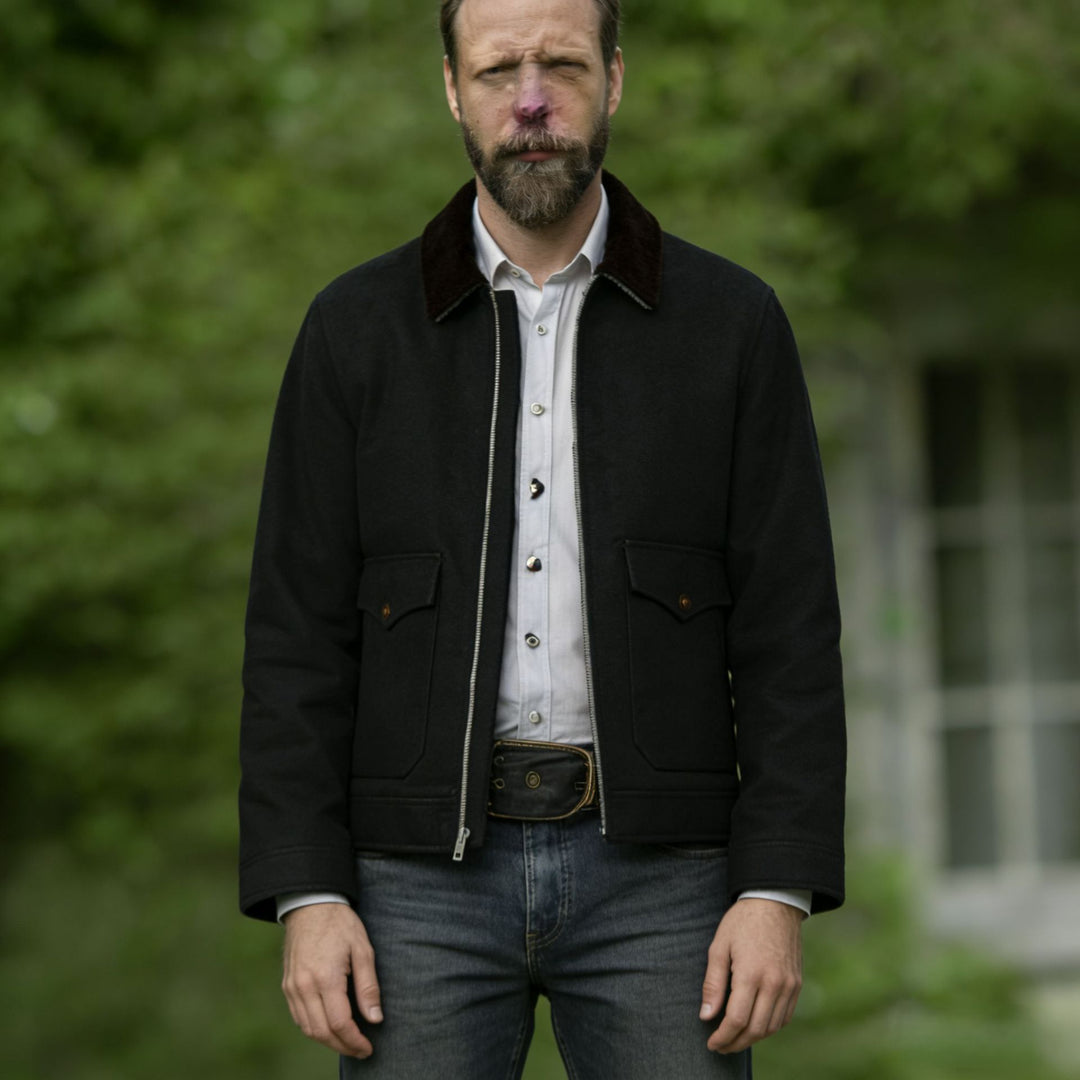 Herren robuste Canvas-Fieldjacke mit Cordkragen und aufgesetzten Pattentaschen Echoarchiv