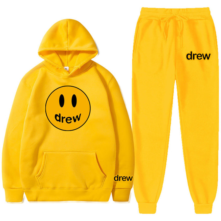 Unisex nan zweiteiliges Lounge-Set aus French-Terry mit Smiley-Print Kapuzenpullover und tapered Jogginghose Echo Archiv