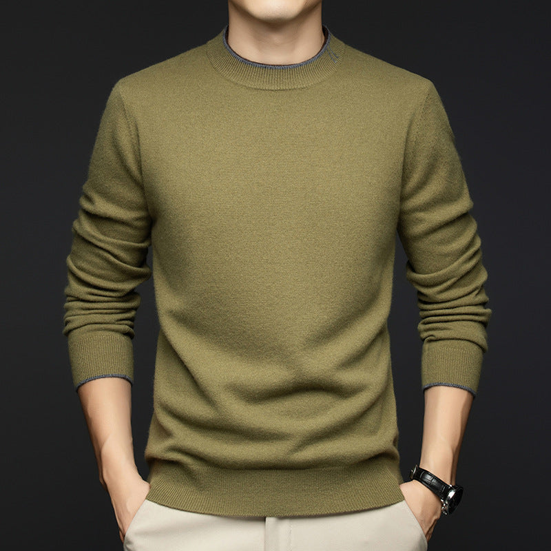 Herren klassischer Rundhals-Pullover aus hochwertiger Wolle Echoarchiv