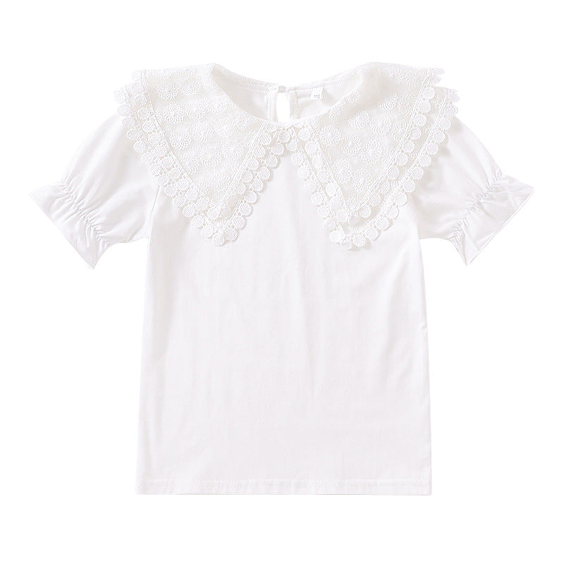 Mädchen Bluse mit romantischem Spitzenkragen und Rüschendetails Echo Archiv