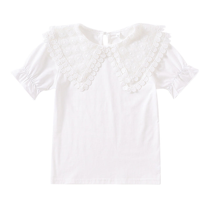 Mädchen Bluse mit romantischem Spitzenkragen und Rüschendetails Echo Archiv