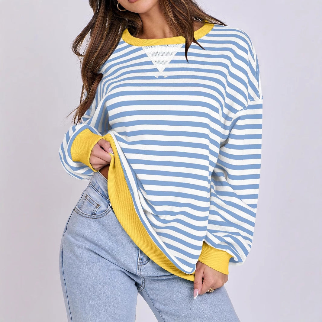 Damen Oversized gestreifter Sweatshirt – Mavelle