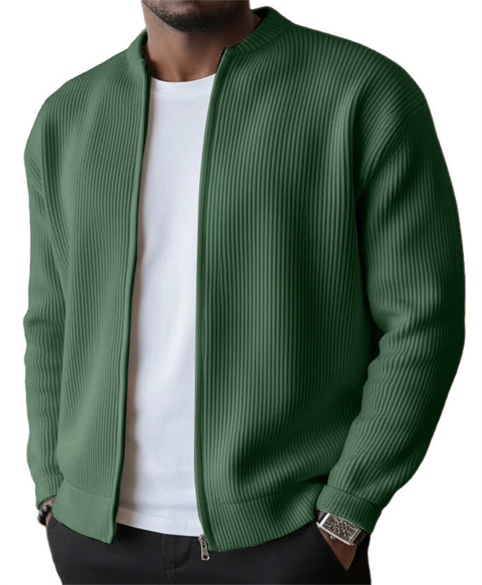 Herren Rippstrick Bomber Cardigan mit vollem Reißverschluss EB – Taviero