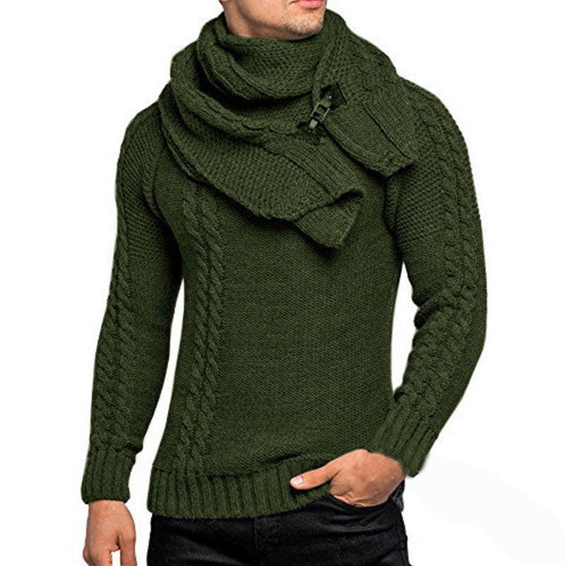 Herren nan Strickpullover mit überlappendem Schalkragen und Schnallenverschluss Echo Archiv