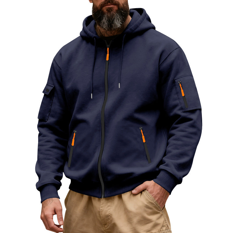 Herren nan funktionale Kapuzen-Sweatjacke mit durchgehendem Reißverschluss und Armtasche Echo Archiv
