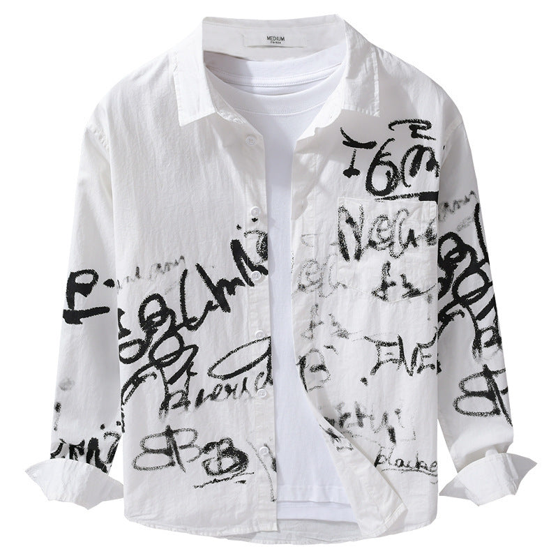 Herren Lässiges Overshirt mit grafischem Scribble-Print und Brusttasche Echoarchiv