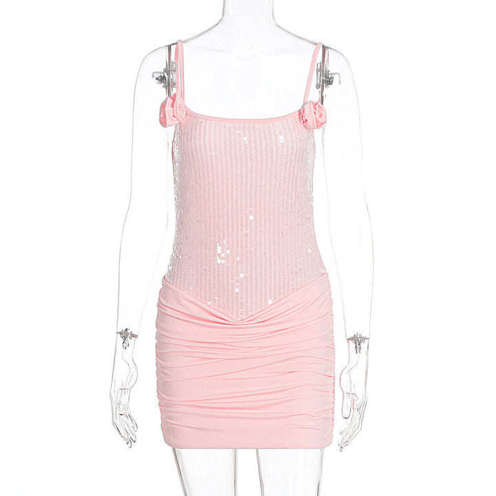 Damen Minikleid mit Paillettenverzierung und Rüschendetails Echo Archiv
