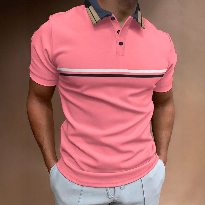 Herren modisches Kurzarm-Polohemd mit eleganten Streifen Echoarchiv