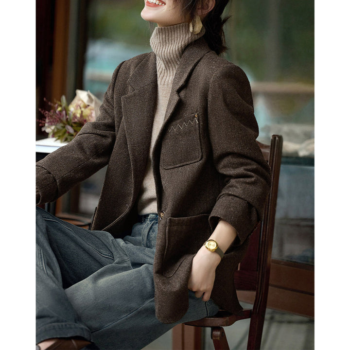 Damen Modern geschnittener Blazer mit strukturiertem Stoff Echoarchiv