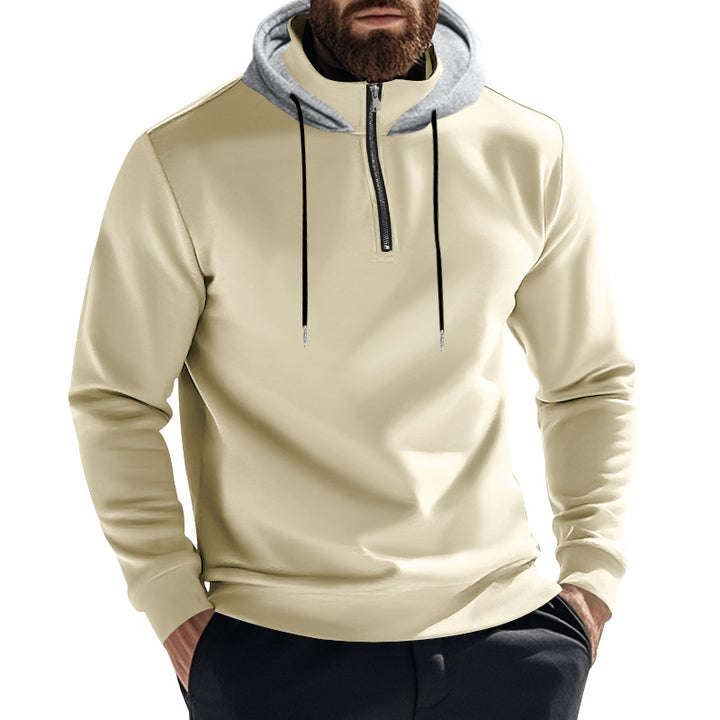 Herren Pullover mit halb zip und dekorativem Kapuze Echoarchiv