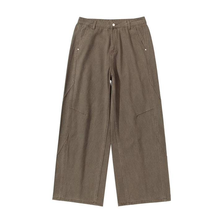 Damen Weite Bundfaltenhose im Utility‑Cargo‑Stil mit hoher Taille und markanten Teilnähten Echoarchiv