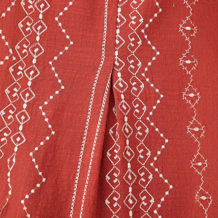 Damen bestickte Blusenjacke mit V-Ausschnitt und lockerer A-Linien-Silhouette Echoarchiv
