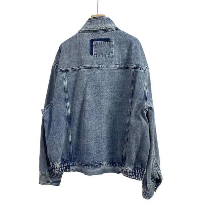 Herren Relaxed Denim-Utility-Jacke mit Stehkragen und kontrastierter Brusttasche Echoarchiv