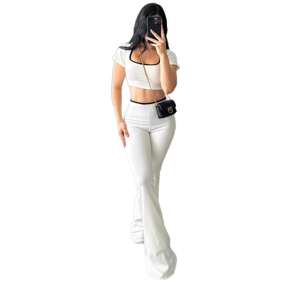 Damen modisches Crop-Top mit tailliertem Schnitt und weiter Hose Echo Archiv