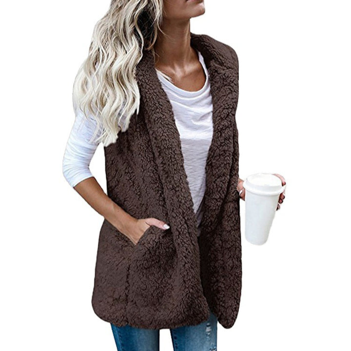 Damen nan flauschige Teddyweste mit Schalkragen und Eingrifftaschen Echo Archiv