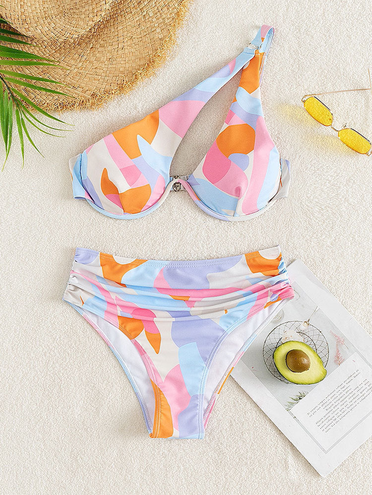 Damen Bikini-Set mit dreieckigem Oberteil und hoch geschnittenem Unterteil Echo Archiv