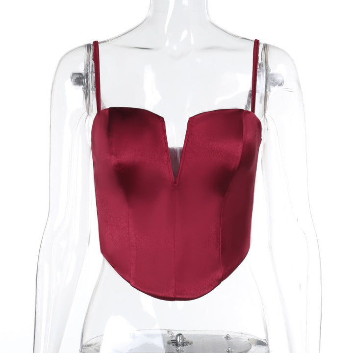 Damen Satin-Bustier mit V-Ausschnitt und verstellbaren Trägern Echo Archiv
