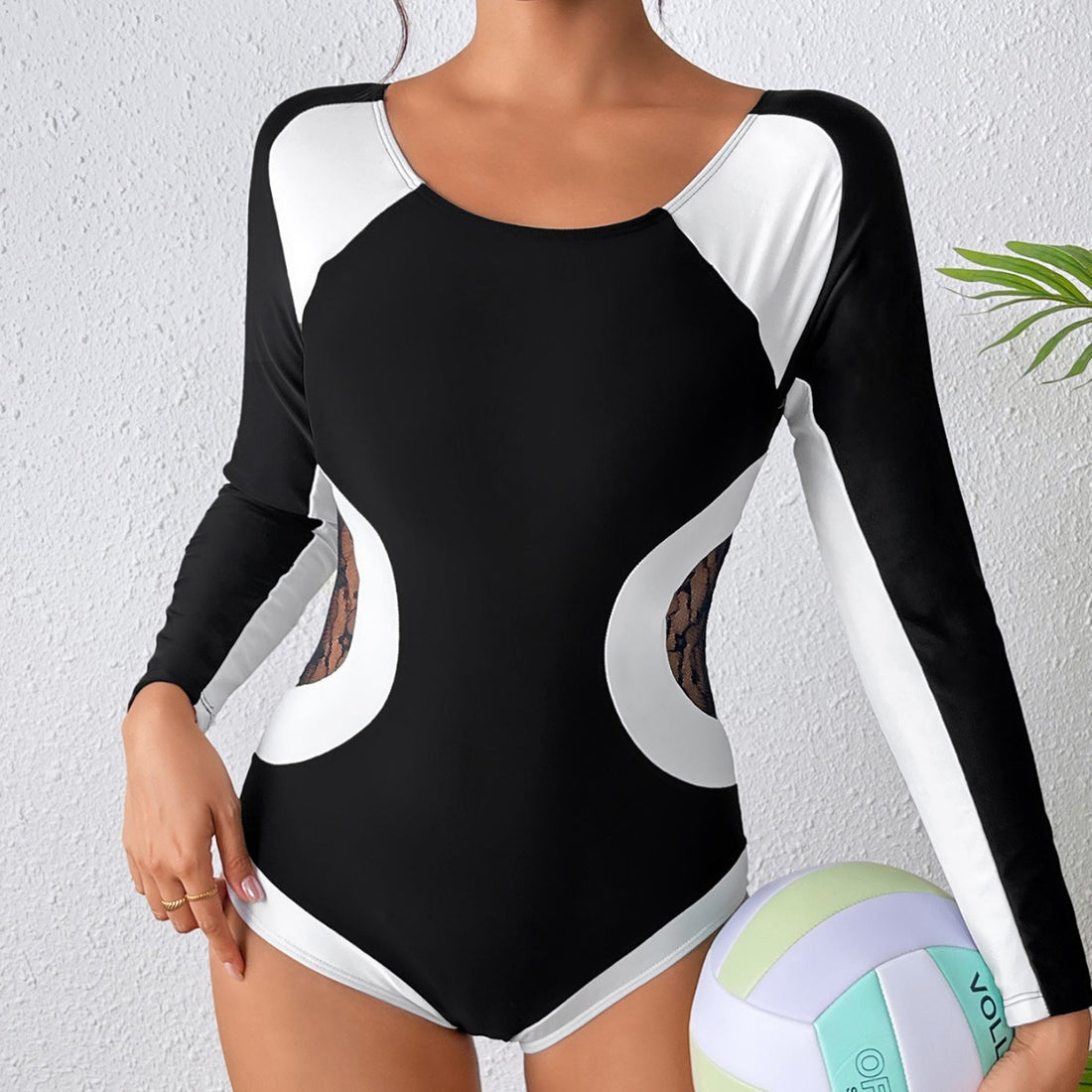Damen Sportlicher Langarm Badeanzug – Maréssa