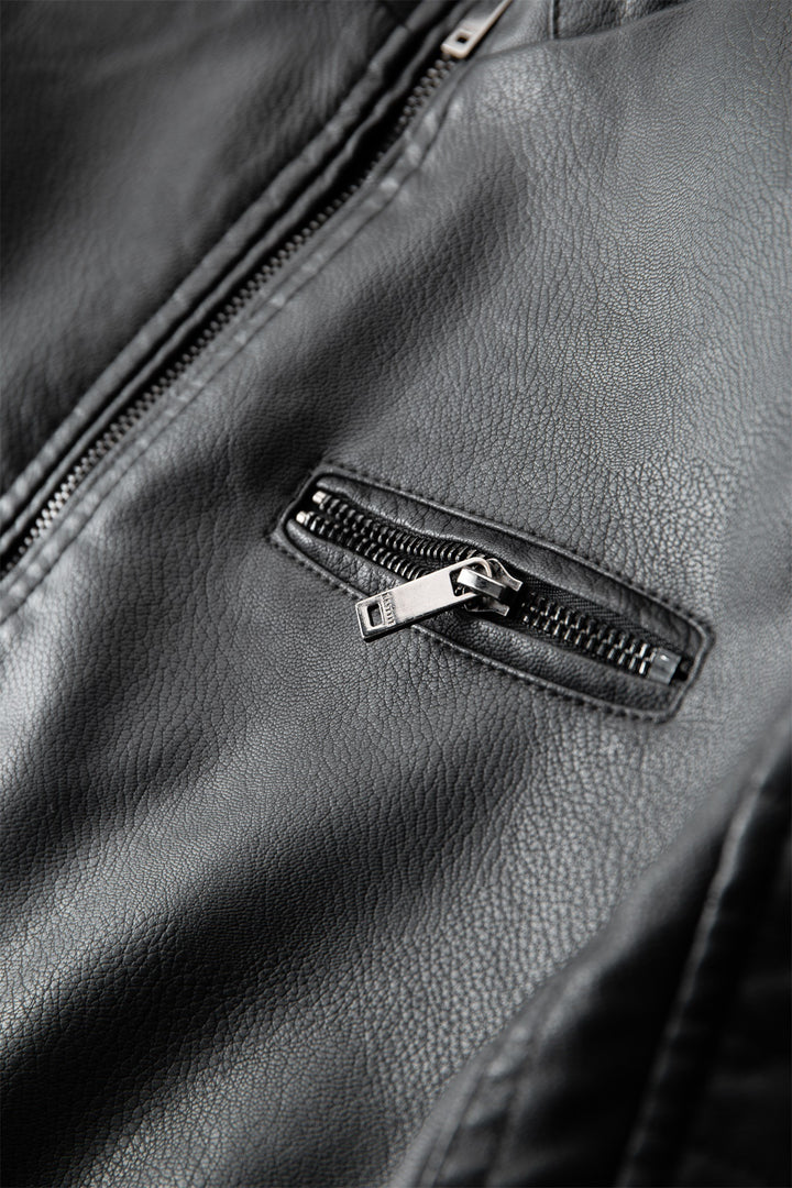 Herren Modische Lederjacke mit Steppnähten Echo Archiv