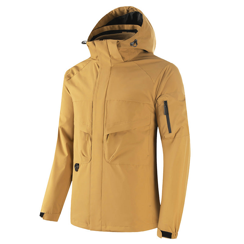 Herren Wasserdichte Softshell-Outdoorjacke mit verschweißten Nähten, taktischen Brusttaschen und verstellbarer Kapuze Echo Archiv