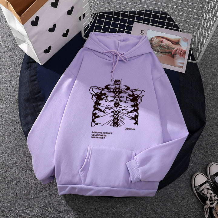 Unisex oversized Kapuzenpullover mit anatomischem Grafikprint, Kängurutasche und verstellbarer Kordel – Auréline