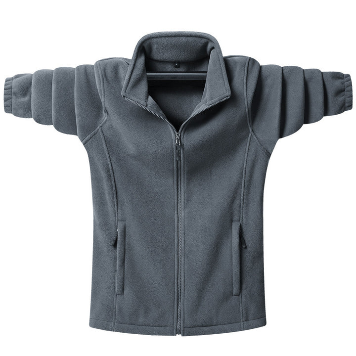 Herren klassische Fleecejacke mit durchgehendem Reißverschluss, Stehkragen und verdeckten Taschen – Taviero