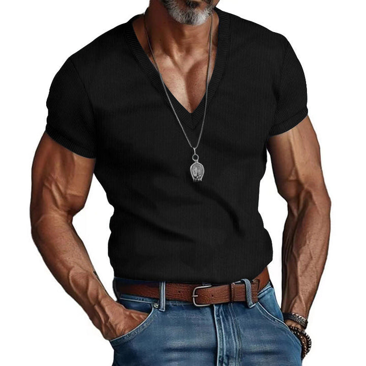 Herren Kurzarm V-Ausschnitt T-Shirt Echoarchiv
