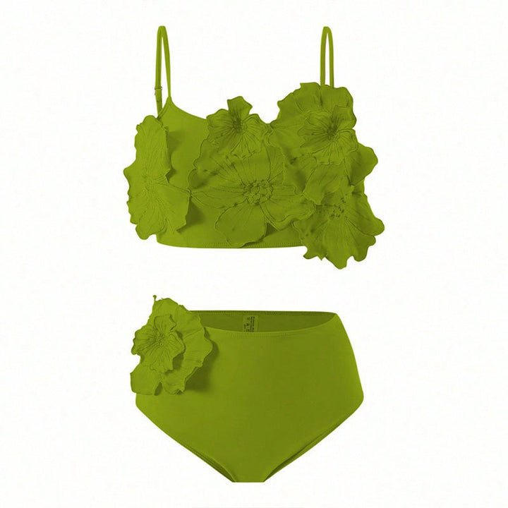 Damen Bikini-Set mit floralem 3D-Design und hochgeschnittenem Unterteil Echo Archiv