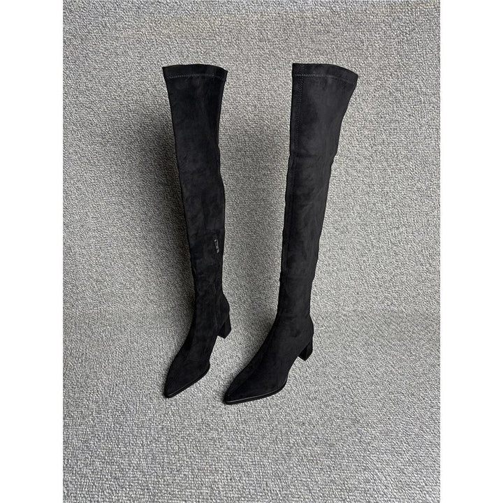 Damen Overknee‑Stiefel mit spitzer Zehenpartie, elastischem Schaft und sculpted Blockabsatz Echo Archiv