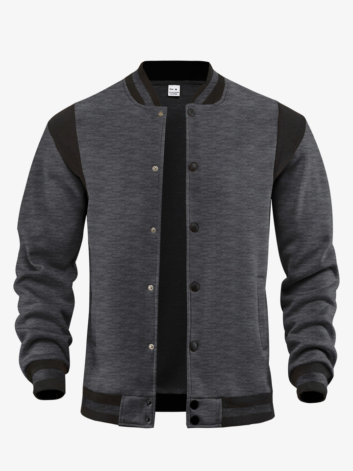 Herren nan leichte Collegejacke im Varsity-Look mit Druckknopfverschluss Rippbündchen und Kontrast-Schulterbesatz Echo Archiv