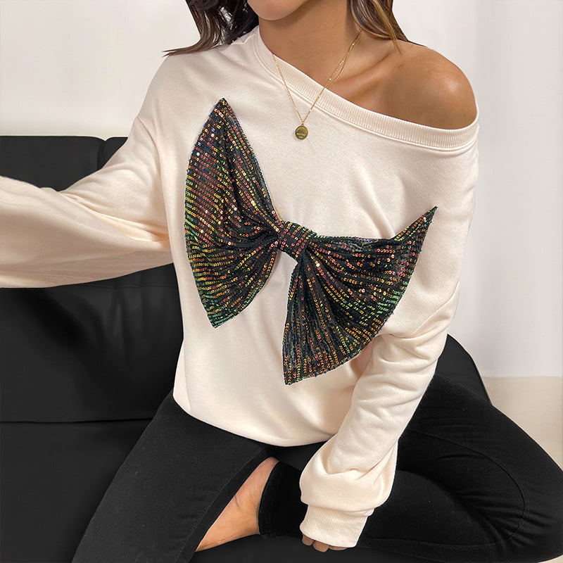 Damen Lässiger Pullover mit funkelndem Schleifenmotiv Echo Archiv