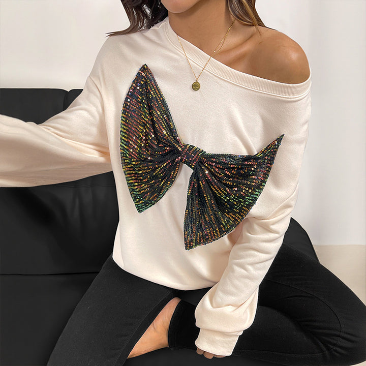 Damen Lässiger Pullover mit funkelndem Schleifenmotiv Echo Archiv