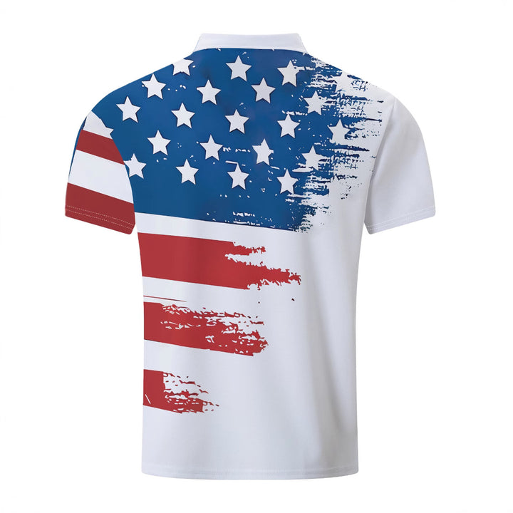 Herren Poloshirt mit kreativem Flaggenmotiv und sportlicher Passform Echoarchiv