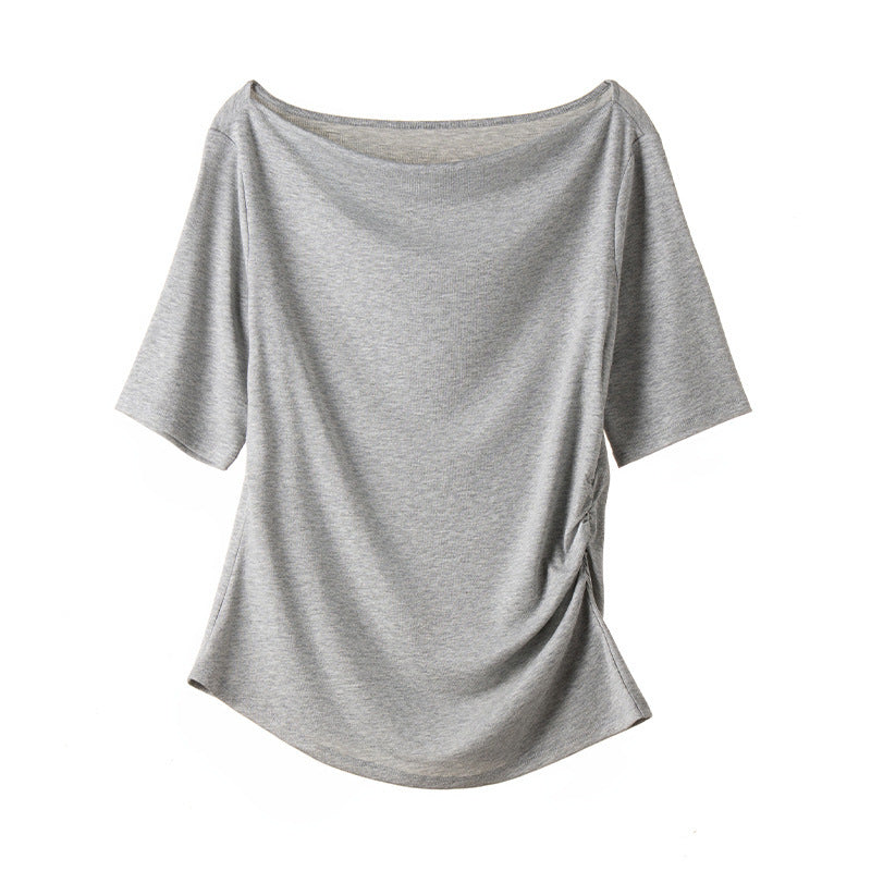 Damen Jerseytop mit U-Boot-Ausschnitt und seitlicher Raffung Echo Archiv