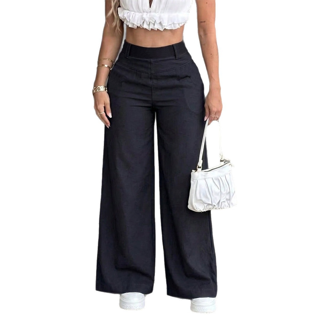 Damen nan hochtaillierte Wide-Leg-Hose mit Elastikbund und seitlichen Eingrifftaschen Echo Archiv