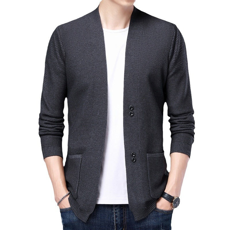 Herren Strickjacke mit lässigem Schalkragen und aufgesetzten Taschen Echoarchiv