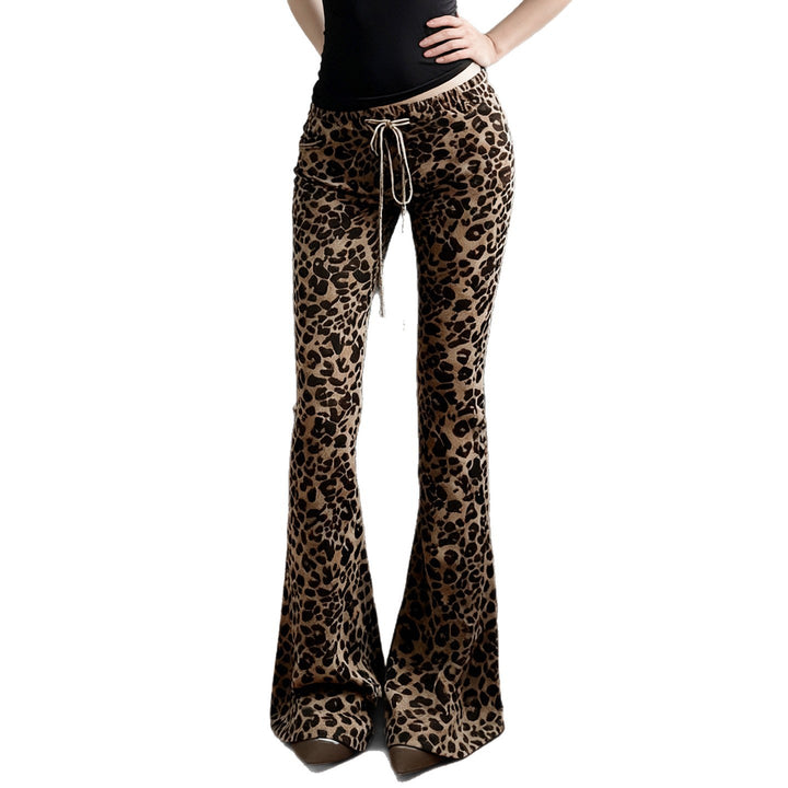Damen Leoparden-Print Schlaghose mit Kordelzug und Komfortbund Echo Archiv