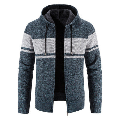 Herren Strickjacke mit Kapuze und strukturiertem Design Echoarchiv